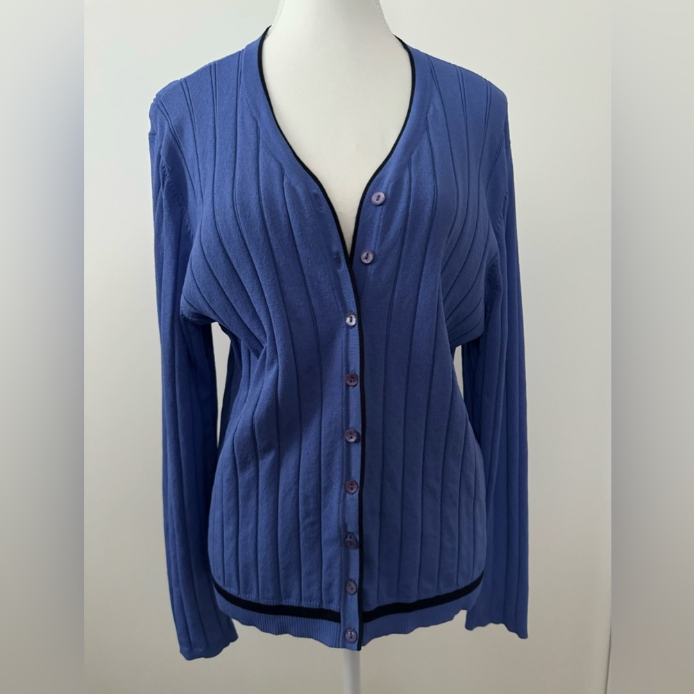 EP Pro Long Sleeve Blue Button Up Golf Sweater Size L
